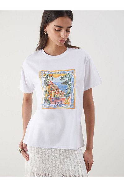 LC Waikiki Tricou de damă cu imprimeu cu gât crew