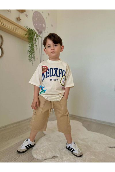 JELİBOOM Est1975 Boy's Capri Jeans Suit 100% Organic Cotton