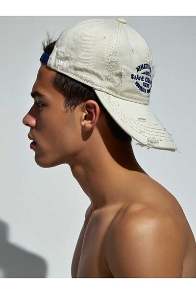 LAGRANZE Unisex Denim Sports Hat with Ripped Detail