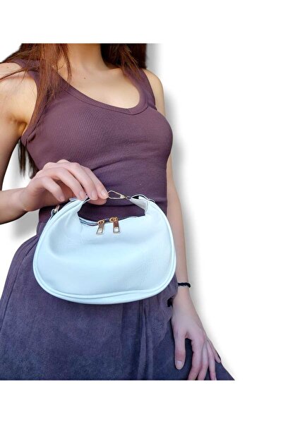 EZZY BLİSS Women's White Patent Leather Small Size Hand Shoulder and Strap Ba...