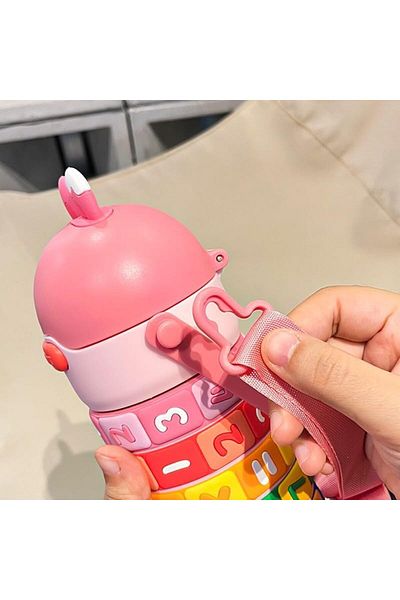 Orbitkid 430ml Insulated Kids Water Bottle – Pink, Leak-Proof with Straw & Strap