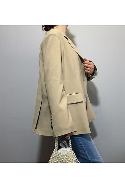 BEYBACO Oversize Cut Double Slit Lined Blazer Jacket - Blazer Jacket - Oversize Jacket
