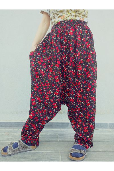 hoaryage Viscose Print Fabric Floral Print Baggy with Pockets 100% Cotton