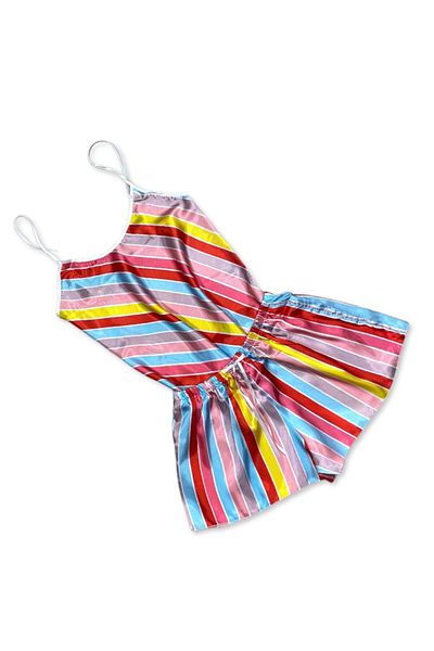 Intisimo Women's Pajamas, Satin, 2 Pieces, Rainbow, Multicolor