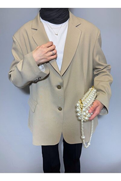 BEYBACO Oversize Cut Double Slit Lined Blazer Jacket - Blazer Jacket - Oversize Jacket