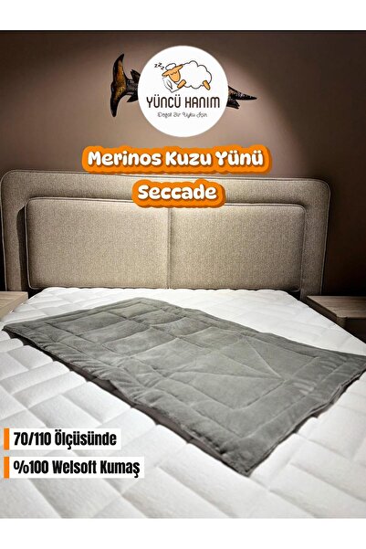 Yüncü Hanım 100% Wool Filled, Gray Colored Welsoft Surface 70 X 110 cm Size Prayer Rug