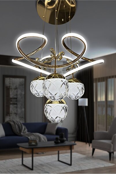 RSCOLLECTIONS Dron 4 Toplu Sarkıt Ledli Avize (Elmas Top)