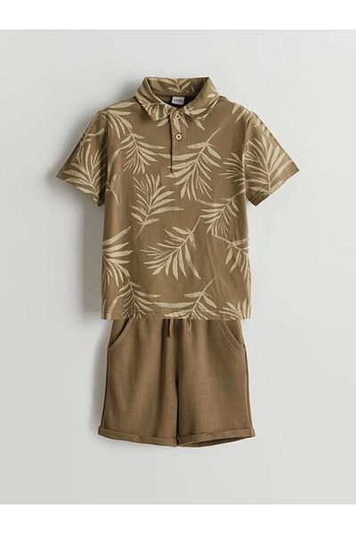 LC Waikiki Lcw Kids Khaki Polo Neck Boys T-Shirt and Shorts