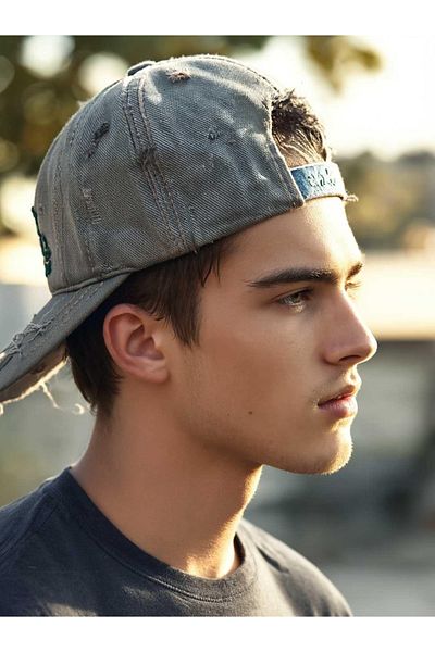 LAGRANZE Unisex Denim Sports Hat with Ripped Detail