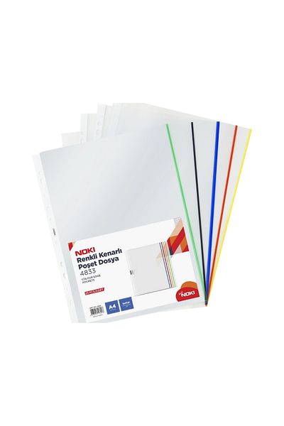 Noki A4 Pocket File, 5X5 Color Edged, 25 Pieces, Durable and Convenient