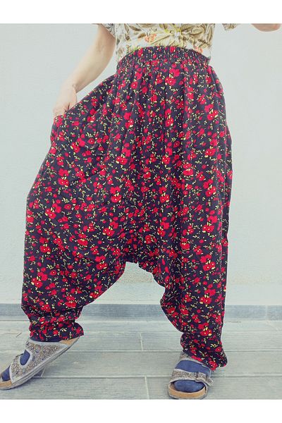 hoaryage Viscose Print Fabric Floral Print Baggy with Pockets 100% Cotton