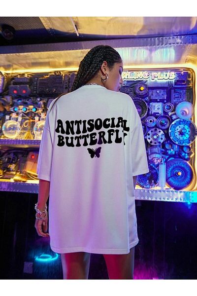 Pisa Art Бяла тениска от пениран памук с антисоциален щамп