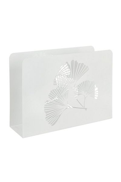 Bizzotto Magazine Rack White Metal Ginkgo 35 cm x 10 cm x 26 h