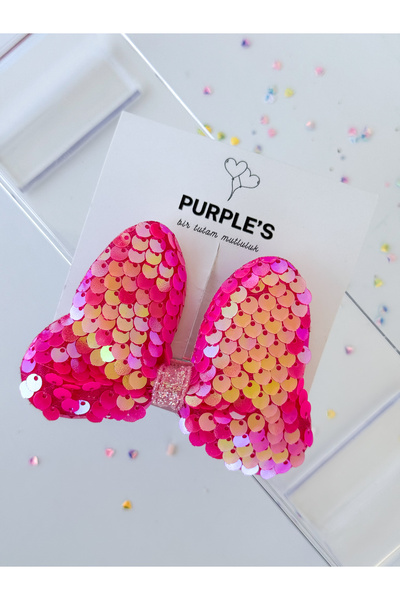 PURPLE'S BİR TUTAM MUTLULUK Sequin Bow Baby Kids Clamp Buckle Pieces