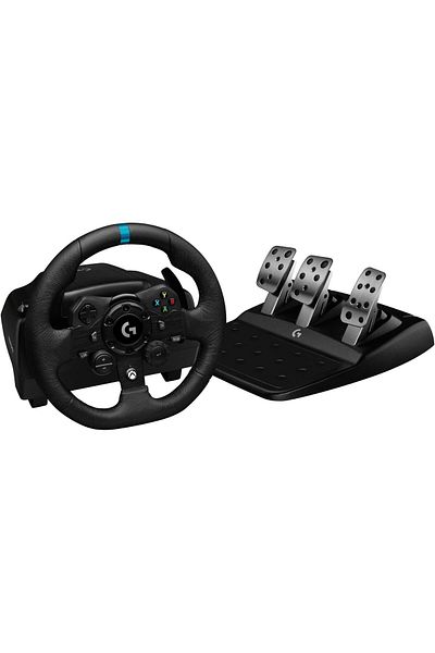 logitech G923 Racing Wheel and Pedals, TrueForce Feedback, Responsive Drive Design, Dual Clutch Cont