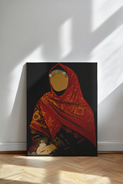 Kanvaspera Yöresel Al Yazmalı Kız - Kanvas Tablo