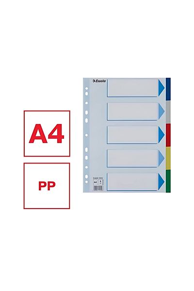 Esselte A4 Separator, 5 Colors, 115 Micron Pp, for Regular Archiving