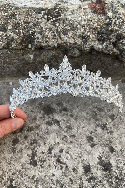 Hobigram Clara Silver Bridal Henna Crown Special Occasion Accessory Women's Crown Hair Accessory – Bridal Accessory, Stylish Design
