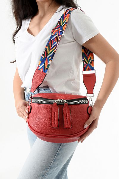 archangel Women's Waist Bag Ethnic Patterned Strap Red