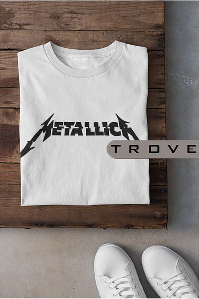 Pisa Art Унисекс дамска мъжка тениска Metallıca 100% памук с принт черно и бяло