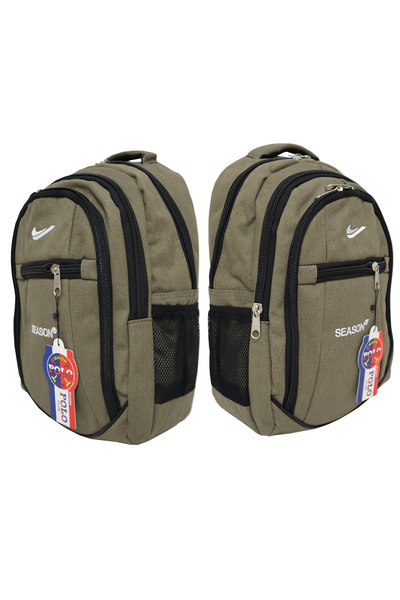 SEASONPOLO CLUB Canvas Fabric Backpack, School Bag, Travel Bag, Sports Bag, (Khaki)