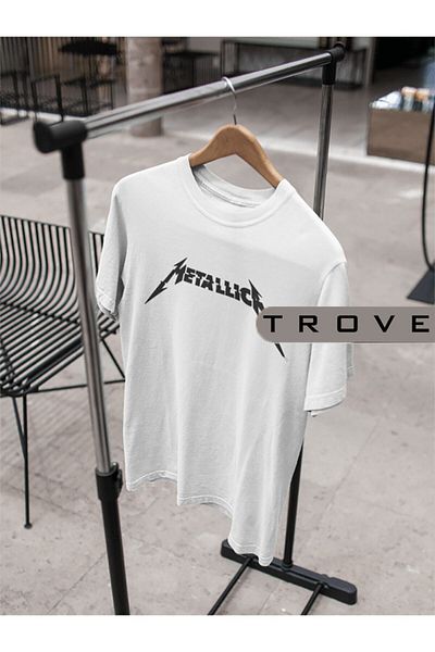 Pisa Art Унисекс дамска мъжка тениска Metallıca 100% памук с принт черно и бяло