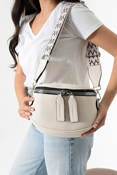 archangel حقيبة خصر نسائية بحزام منقوش على الطراز العرقي باللون البيج