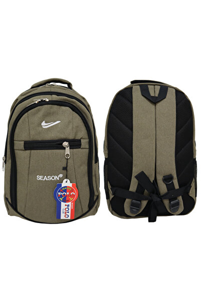 SEASONPOLO CLUB Canvas Fabric Backpack, School Bag, Travel Bag, Sports Bag, (Khaki)