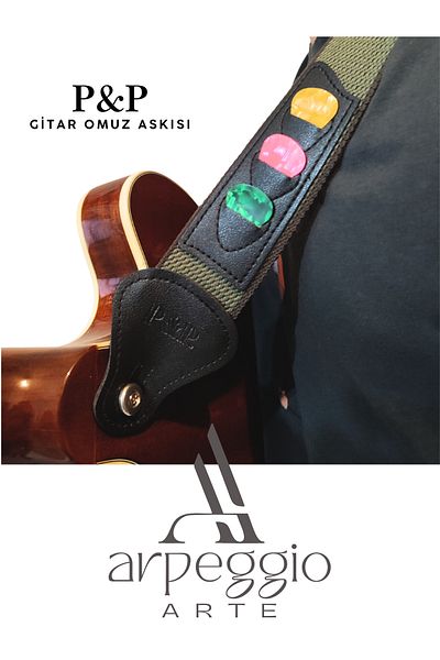 arpeggio ARTE P&P Penal Guitar Strap–Adjustable Shoulder Strap Compatible for Electric and Acoustic Guitars & Ukulele
