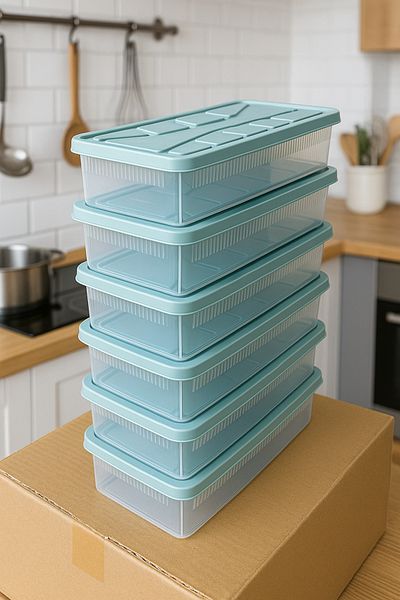 DolphFin 6-Piece Colorful Lid Refrigerator Organizer 1.1 Liter Storage Container
