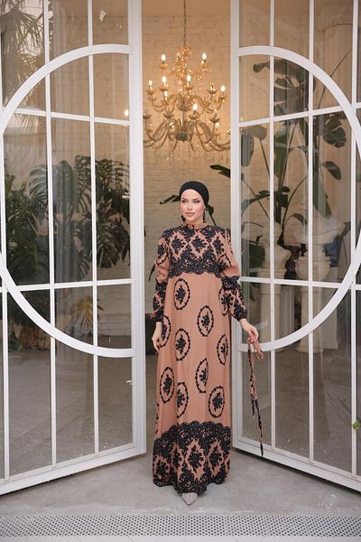 Nissra Rochie din viscoză cu model baroc Ankanoor Anka25zv5