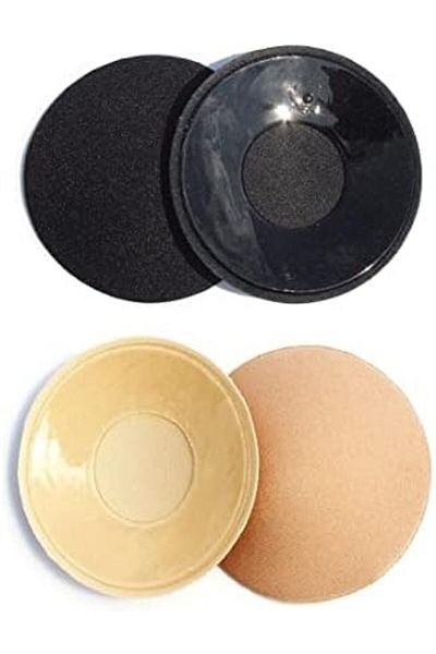 Glamroot Women's Reusable Silicone Sticker Cover Pasties, Round Shape - Stick-on Breast Petal