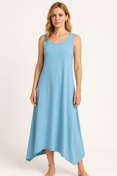 enmodaiçgiyim Γυναικείο φόρεμα Baby Blue Asymmetric Crystal Fabric