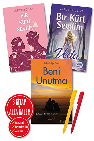 Müptela Yayınları Alfa Kalem+ Dilek Bilgiç Esen 3 Kitap (Bir Kürt Sevdim+Bir Kürt Sevdim-Veda+Beni Unutma) YENİ