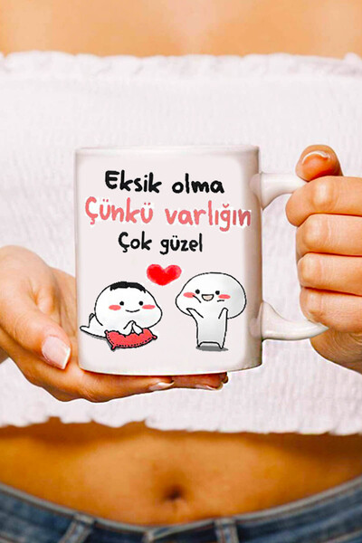 RETROGO Eksik Olma Varlığın Çok Güzel Kupa & Gül Desenli Ayıcık Mum Hediye Seti