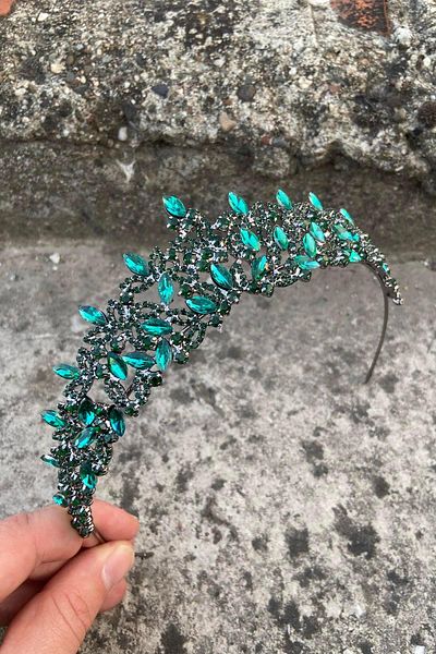 Hobigram Clara Green Bridal Henna Crown Special Occasion Accessory Women's Crown Hair Accessory – Bridal Accessory, Stylish Design