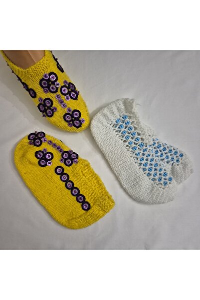 PİNA HEDİYELİK AKSESUAR EL ÖRGÜSÜ PATİK 2 ÇİFT TIĞ İŞİ ÇEYİZLİK PATİK EL İŞİ ...