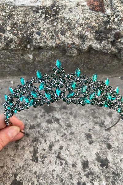 Hobigram Clara Green Bridal Henna Crown Special Occasion Accessory Women's Crown Hair Accessory – Bridal Accessory, Stylish Design