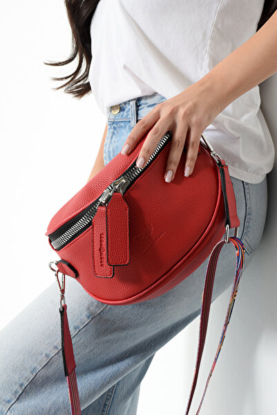 archangel Women's Waist Bag Ethnic Patterned Strap Red