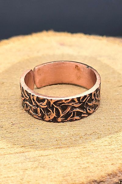 NBS Beautiful Naturel Stones 100% Pure Copper Ring – Adjustable Size – Handcrafted - for Men and Women