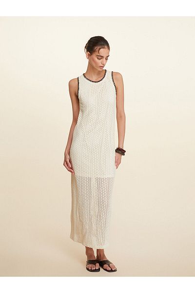 LC Waikiki Crew Neck Openwork Dress