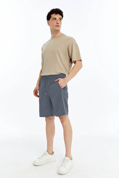 OXVİN Erkek Paraşüt İncecik Kumaş Rahat Kalıp Gizli Fermuarlı 3 Cepli Şort