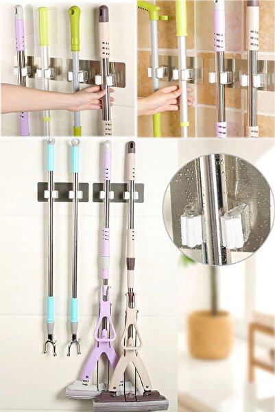 etteminönütoptanticaret 4'lü Mop Paspas Duvara Asma Aparatı Sabitleyici Prati...