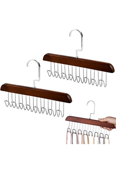 Heredot Mithra Life 8 Kancalı Kahverengi Ahşap Elbise Eşarp Kravat Kemer Çanta Askısı MIT1219