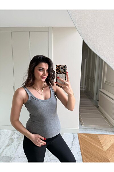 Bade Butik Γκρι Πλεκτό Μπλουζάκι με Χοντρό Λουράκι (55 εκ.)