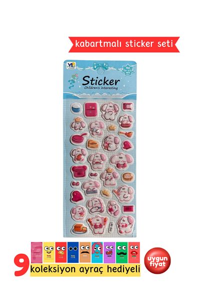 Pembe Pasaj Cute Sticker Set – Embossed 3D Sticker Label – Notebook Laptop Agenda Bullet Journal Sticker