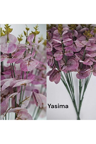 YASİMA Yapay 16 Dallı Lila Islak Okaliptus Bitkisi 47 Cm vazo saksı dekor süsü