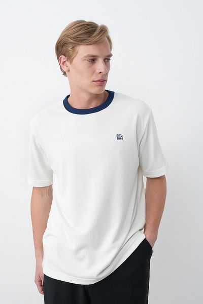 İLKCET MODA 90's Embroidered Crew Neck Men's Oversize T-Shirt