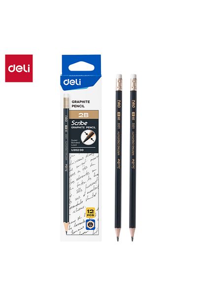 Deli EU20200 Graphite Pencil 2B Dark Blue – 12pcs – Ideal for writing & drawing