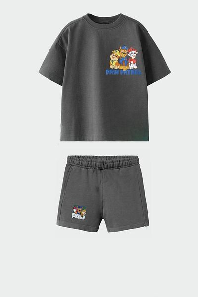 Monila Boys Cotton Fabric Front Back Printed Tshirt and Shorts Bottom Top Set